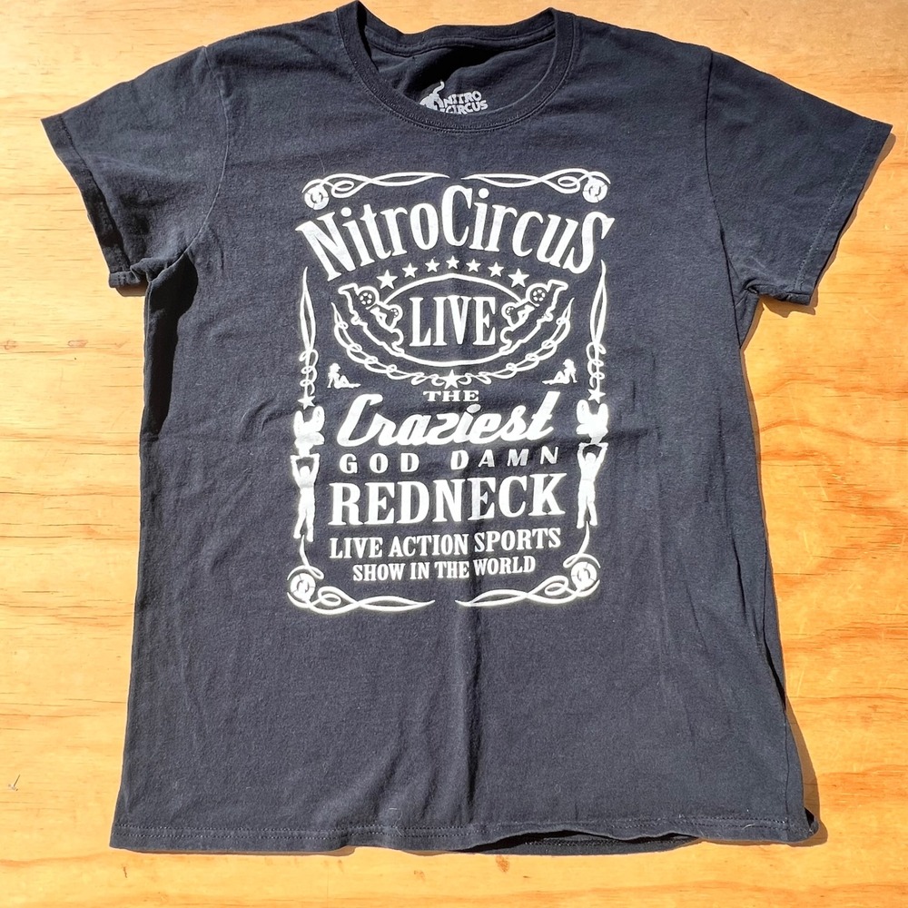 Nitro Circus Live Craziest Redneck Action Sports Graphic T-Shirt Black Large